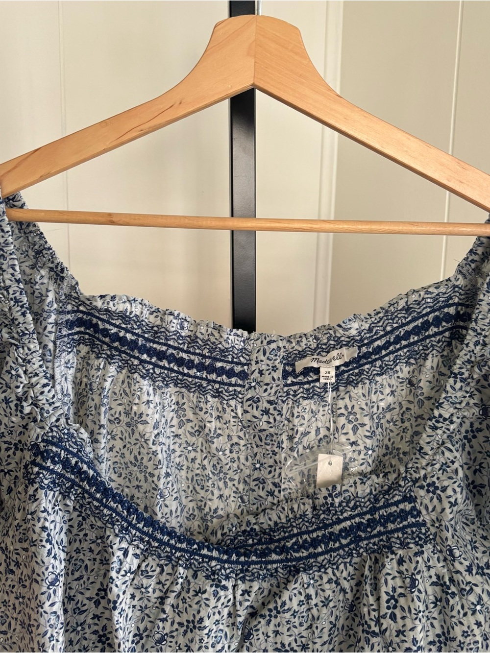 Madewell Top 2X Floral Jeanette Florentine Cropped Puff Sleeve Cotton NWT Plus